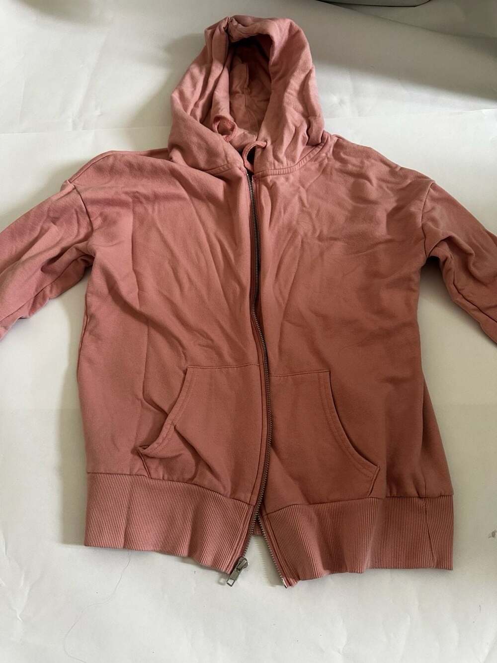 Time and Tru Full Zip Hoodie Size M (8-10) Pink Terry Sweatshirt